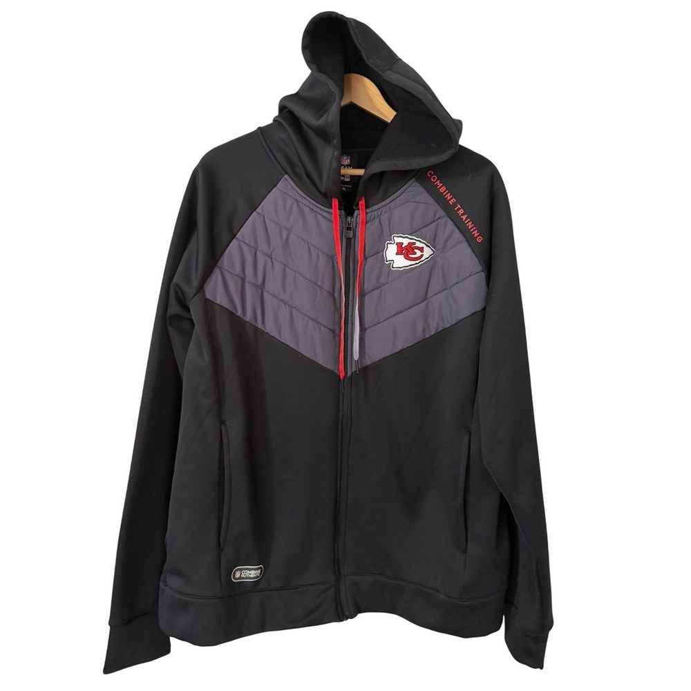 NFL Team Kansas City Chiefs Combine Training Full Zip Hoodie‎ Mens XL Black